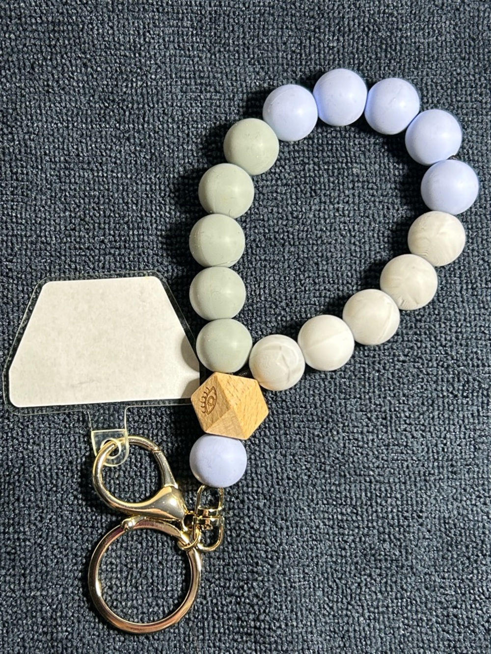 Beaded Wristlet Keychain - Lavender, Sage & Cream